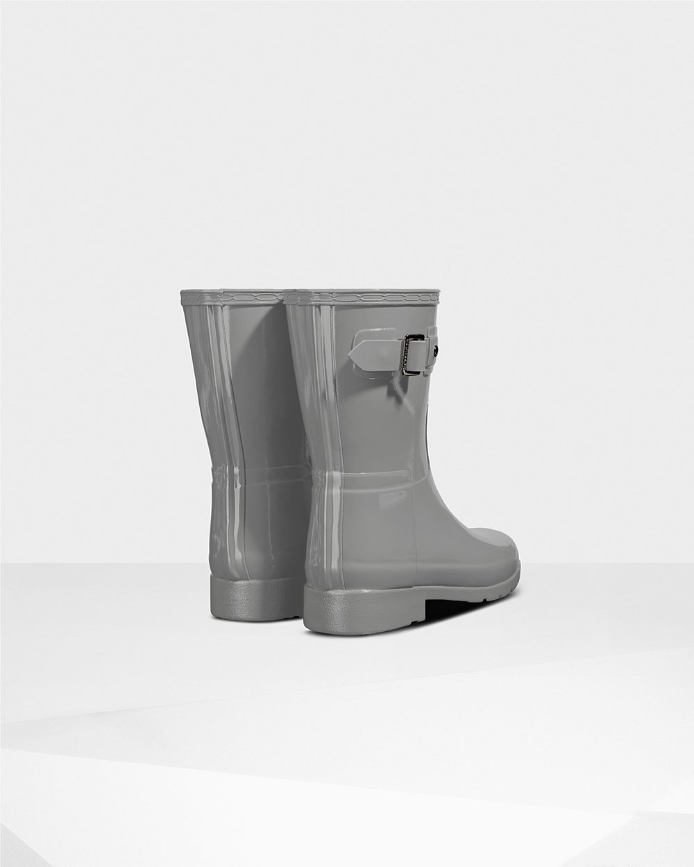 Womens Short Rain Boots - Hunter Refined Slim Fit Gloss (13IEAQRNB) - Grey